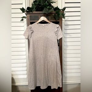 STEVIE HENDER Comfy Gray Ruffle Sleeve soft T~Shirt Dress in Size:Small LIKE NEW